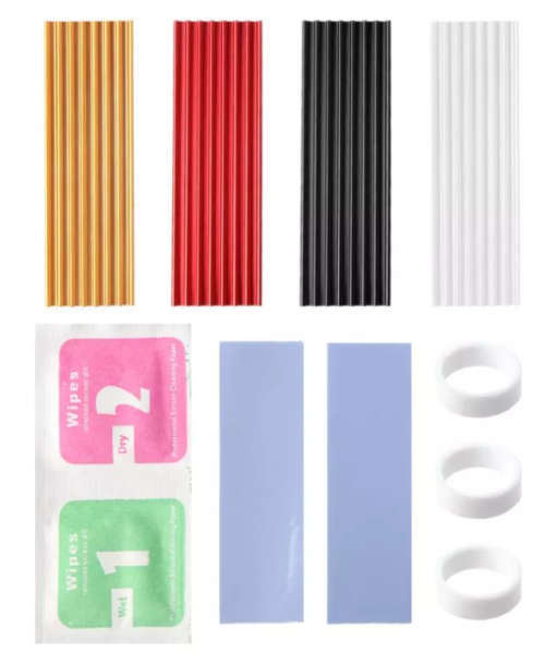 Red Aluminum Heat Sink Heat with Thermal Pads M.2 NGFF 22x80 PCI-E NvME SSD (3mm)