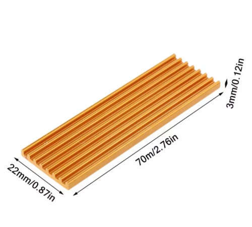 Red Aluminum Heat Sink Heat with Thermal Pads M.2 NGFF 22x80 PCI-E NvME SSD (3mm)