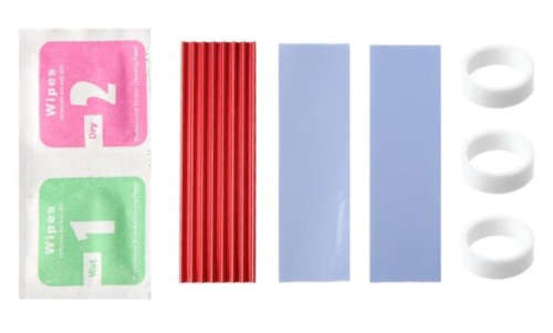 Red Aluminum Heat Sink Heat with Thermal Pads M.2 NGFF 22x80 PCI-E NvME SSD (3mm)