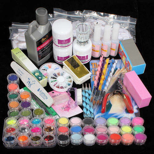 42 Acrylic Powder Brush Glitter Clipper File Nail Set