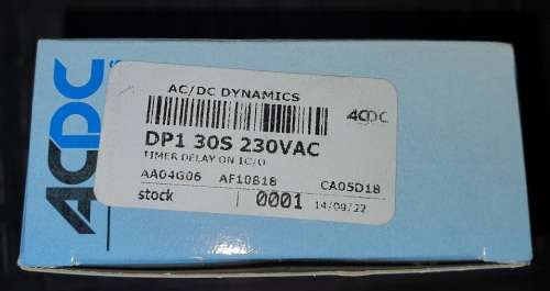 ACDC DP1 30S 230VAC - TIMER DELAY ON 1C/O with base