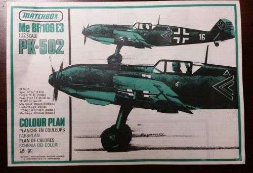 Vintage Matchbox Messerschmitt Bf/109E 1/32 Scale WWII German Fighter Plane