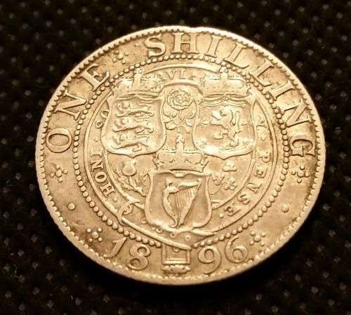 1896 Victoria British Silver "Widow Head" Shilling