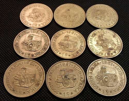 1961 One Cent South Africa First Decimal Series -  Lot of 9