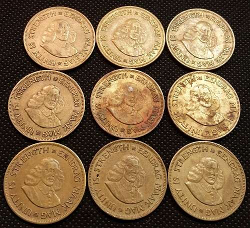 1961 One Cent South Africa First Decimal Series -  Lot of 9