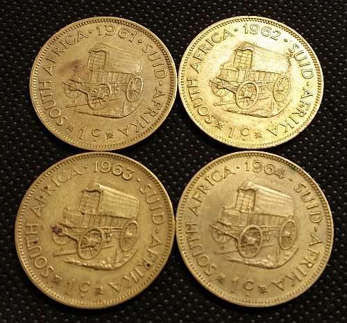 1961 1962 1963 1964 One Cent South Africa First Decimal Series -  Lot of 4