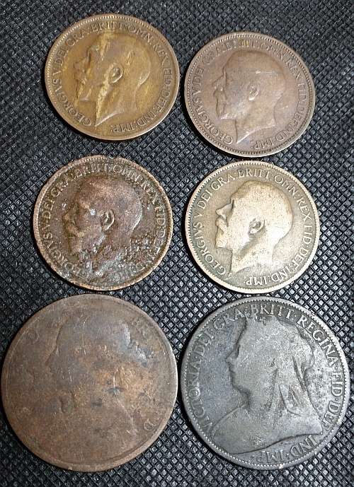 Great Britain Coins Lot of 6 Assorted 1885 to 1926 Penny and Half Penny