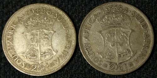 1954 & 1956 Half-Crown (2/6-) : Union of South Africa - JOB LOT