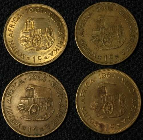 1961, 1962, 1963, 1964 - First decimal series of the Republic of South Afria - JOB LOT