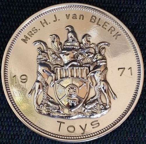 Rhodesia Railways Arts & Crafts Exhibition - Large 70g Silver Color Metal Medal for Toys