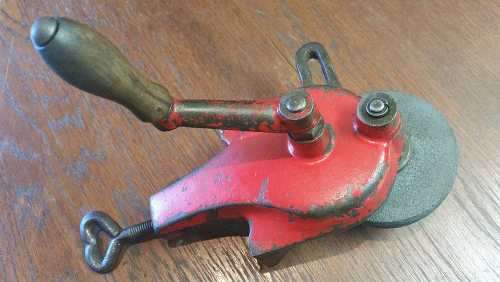 Grinding Stone Hand Cranked - Vintage Bench Mounted Hand Powered Compact Grinding Wheel