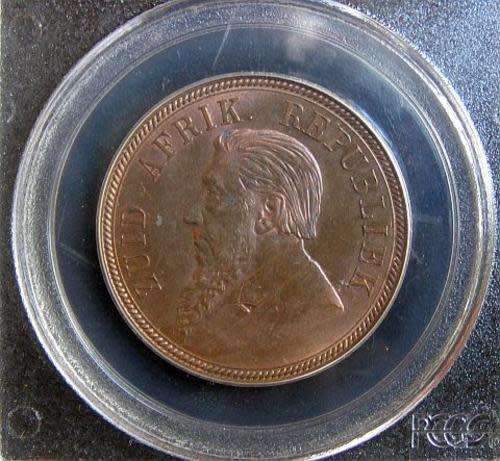 1892 One Penny - Paul Kruger ZAR :  (First Year of Issue) - MS64 Red/Brown