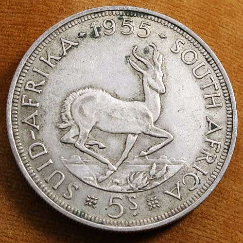 1955 Silver Crown - Union of South Africa - 5 Shillings