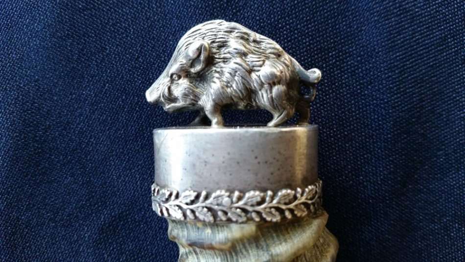 Solingen Hunting Knife - Wild Boar figure with Stag Horn Handle - Germany