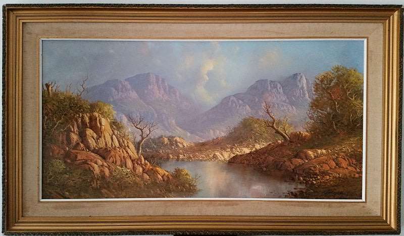 Mountain Landscape with Pool , c1980's - Benjamin Jacobus Davis, signed Jacobi