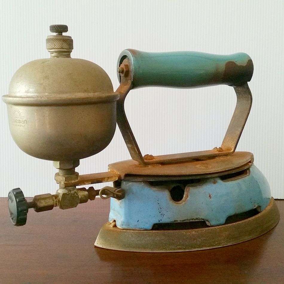 Coleman Primus Iron - Model 4-A with Cool Blue Handle - 1929 - 1948 - Gasoline Coleman Iron