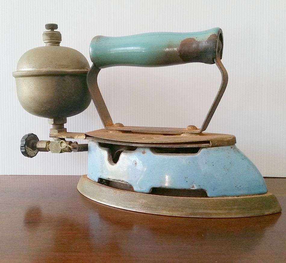 Coleman Primus Iron - Model 4-A with Cool Blue Handle - 1929 - 1948 - Gasoline Coleman Iron
