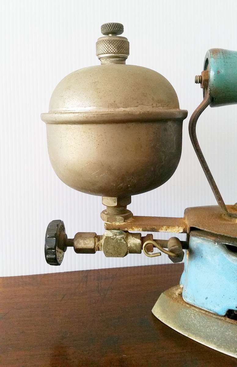 Coleman Primus Iron - Model 4-A with Cool Blue Handle - 1929 - 1948 - Gasoline Coleman Iron