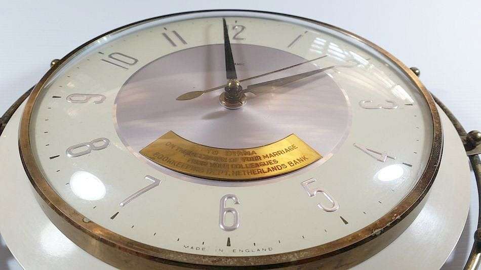 Mid Century Metamec Wall Clock - Electric, Metal Bakelite Finish Compass Design - 1960's