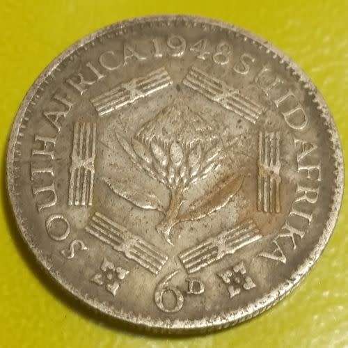 1948 Sixpence Union of South Africa 6d