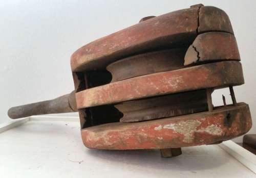 Wood Barn Pulley - Extra Large Double Block Iron and Wood Block & Tackle Body