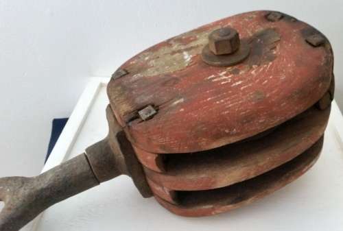 Wood Barn Pulley - Extra Large Double Block Iron and Wood Block & Tackle Body