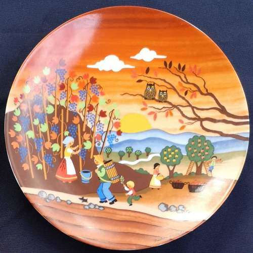 West Germany - Painted Reutter Porzellan Four Seasons - signed Barbara Fuerstenhoefer - Set 4 Plates