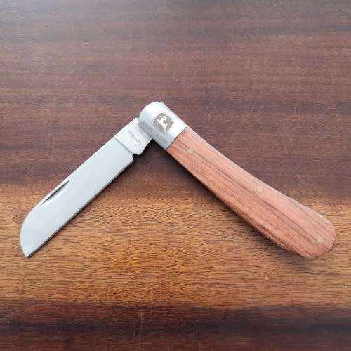 John Deer Pocket Knife - Wood Handle Folding Knife - as new!
