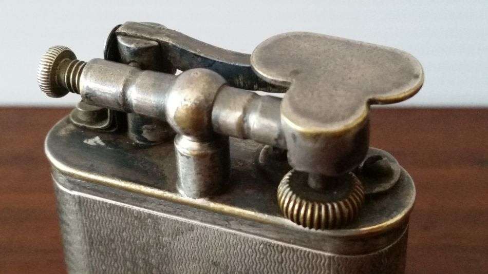 1928 Dunhill Liftarm -  Petrol Lighter - Silver Plate Made in England No.288806