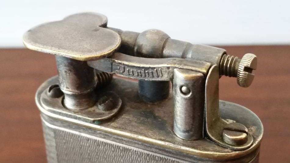1928 Dunhill Liftarm -  Petrol Lighter - Silver Plate Made in England No.288806