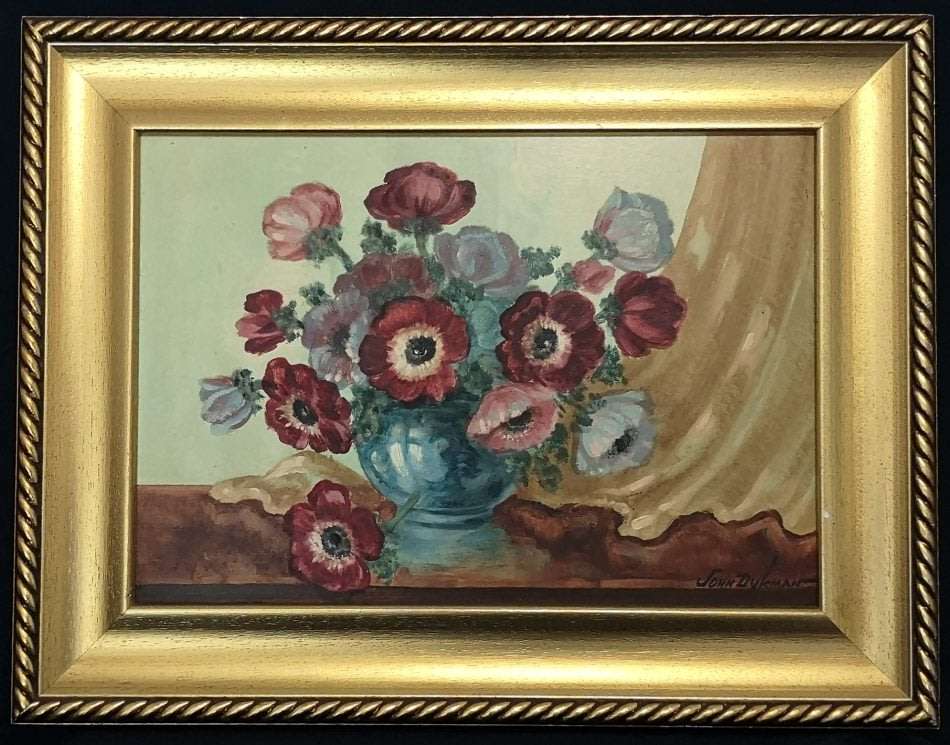 John Dykman (SA) Original Oil "Anemones" Signed, 50 x 65 - Extremely Fine Investment Art