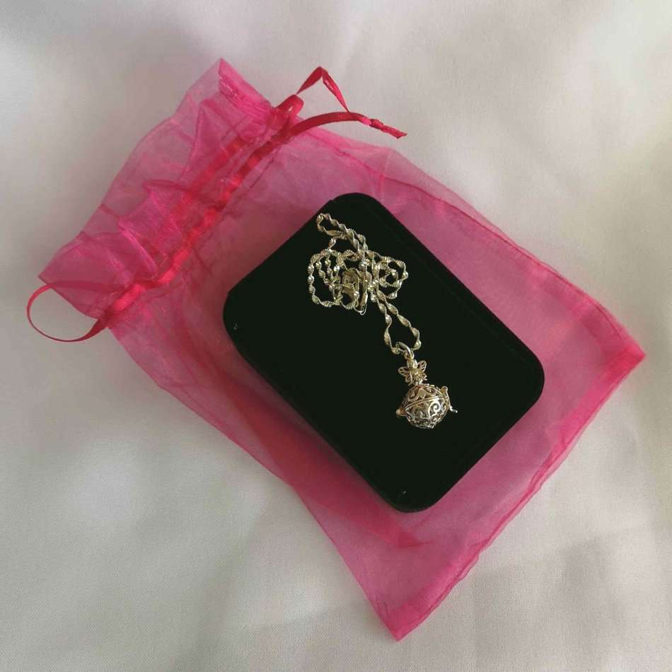 Beautiful Twisted Sterling Silver Necklace with Angel Pendant Locket holding a tiny Crystal Ball