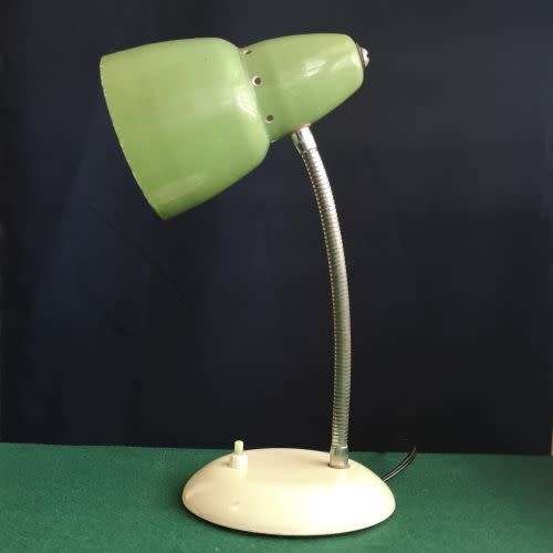 Table Lamp, Vintage Green Metal Flexible Desk Lamp - Lighting Loft Décor - 1960's