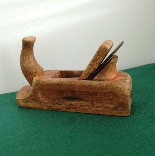 ANTIQUE 19th Century Wood Block Plane Primitive Woodworking Hand Tool Planer Pull Type