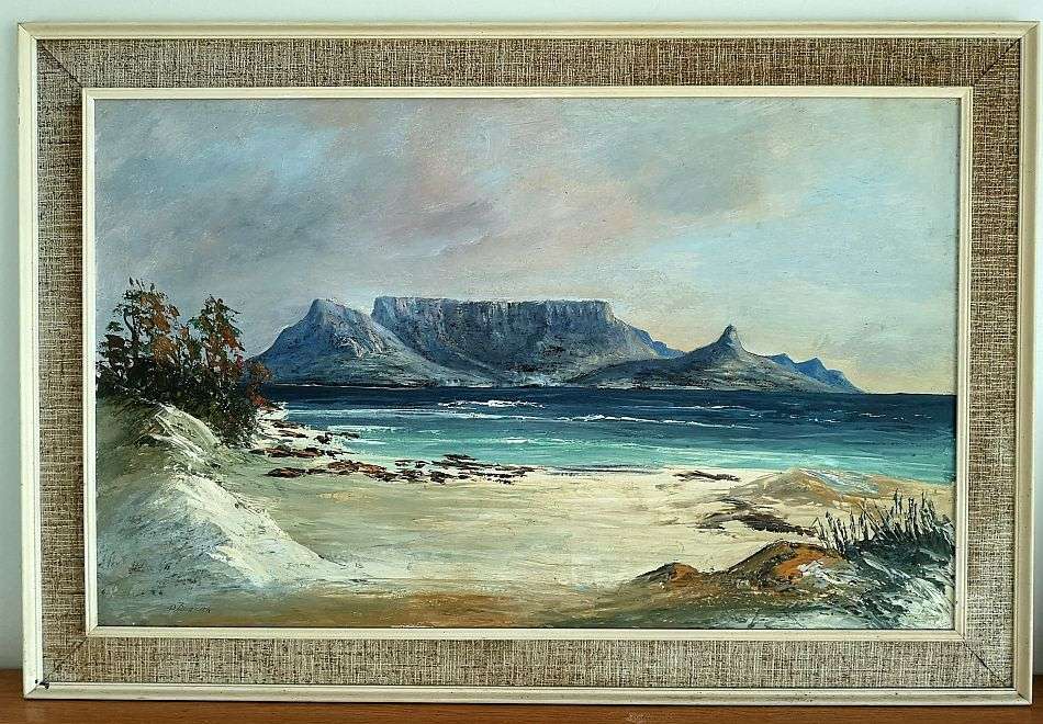 D Benzien (SA 20th C) Oil on Board - Table Mountain from Blouberg