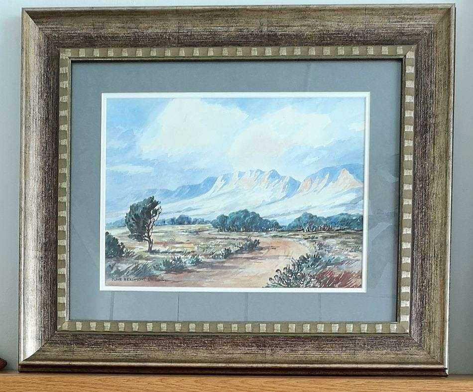 Olive Beaumont Crewe (SA) signed watercolor of a serene Cape mountain scene