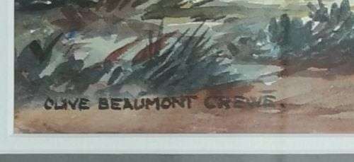 Olive Beaumont Crewe (SA) signed watercolor of a serene Cape mountain scene