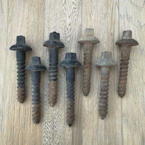 Railway Sleeper Bolt - Rail Screw T-shaped - stamped BJB SAR - Dated 1932, 57, 63, 72, 76, 76