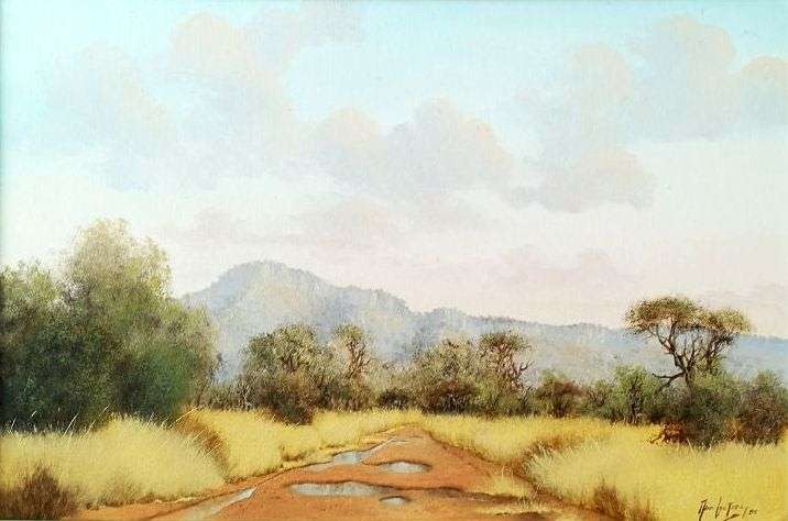 Nico Coetzee (SA ) oil on board landscape, signed `85