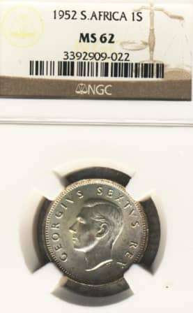 1952 Shilling (1/-) : MINT STATE (Uncirculated) : NGC GRADED MS62