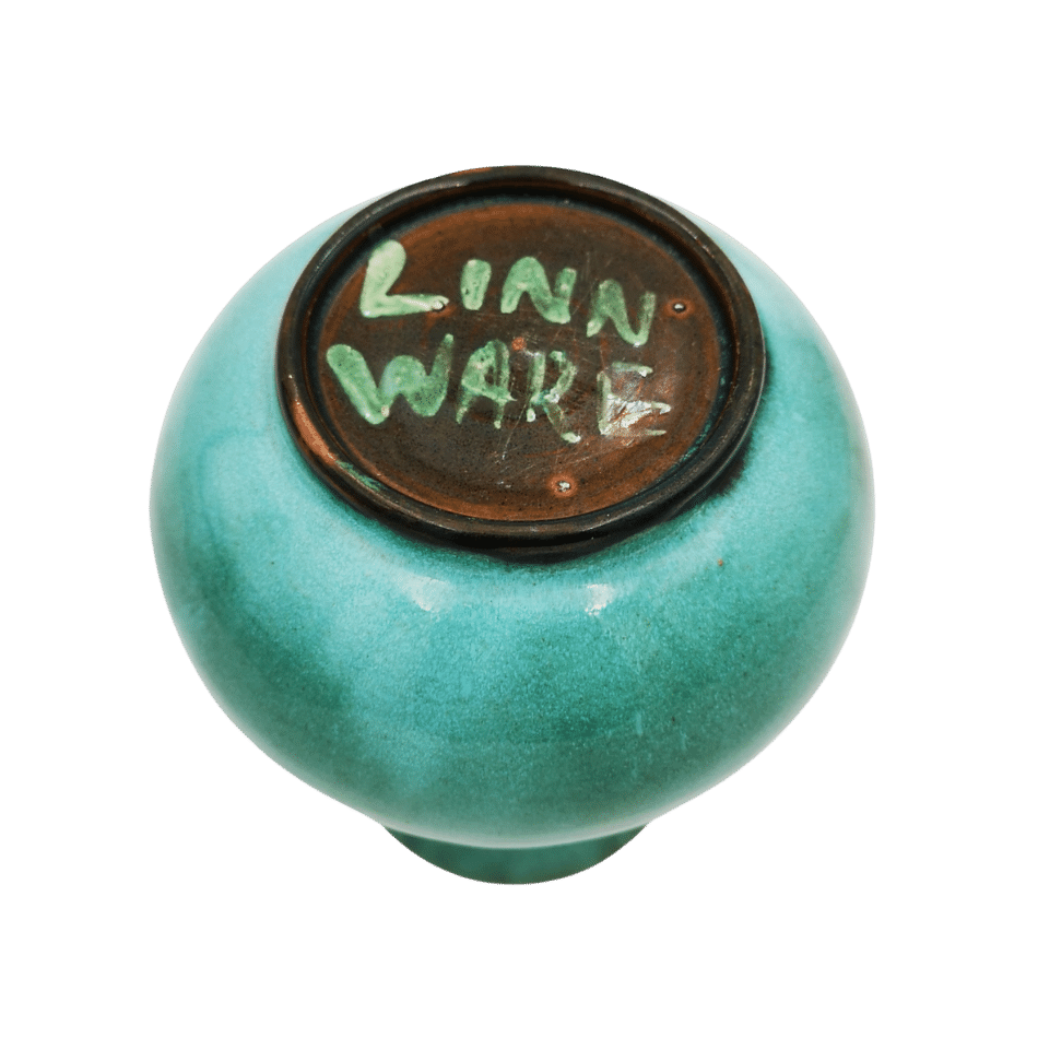 Linnware Vase in mottled green glaze, authentic South African pottery