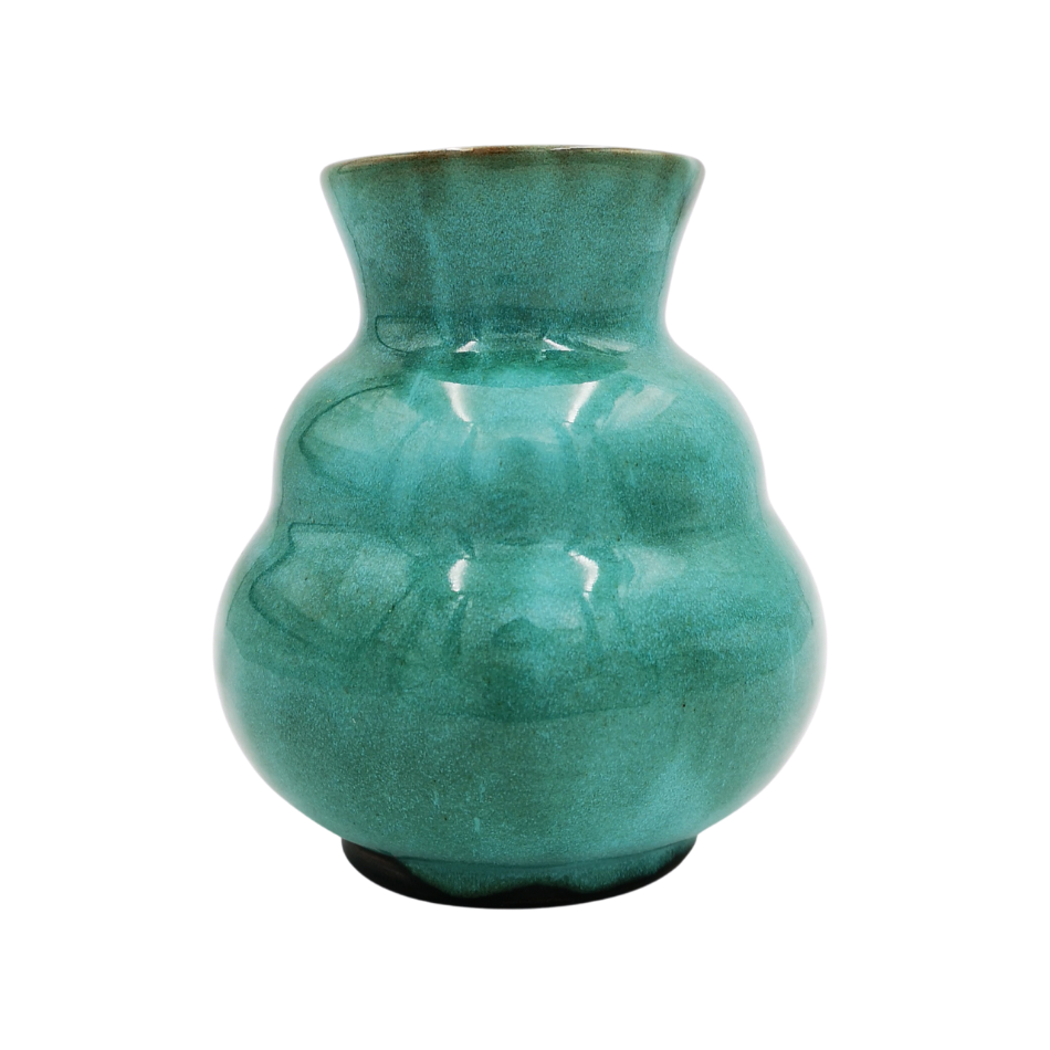 Linnware Vase in mottled green glaze, authentic South African pottery