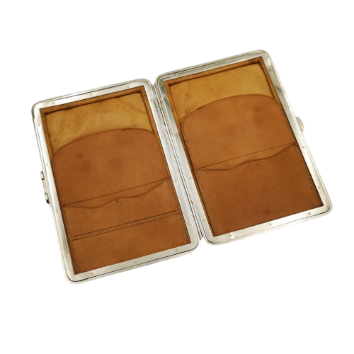 Charles Penny Brown Antique Silver Hallmark 1907 Mounted Black Leather Wallet