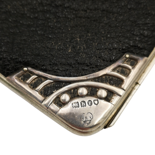 Charles Penny Brown Antique Silver Hallmark 1907 Mounted Black Leather Wallet