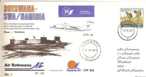 AVIATION NAMIBIA FIRST FLIGHT COVER  NO 30 MAUN TO WINDHOEK UNSIGNED