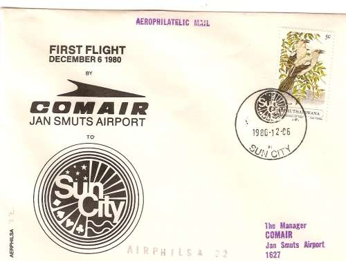 AVIATION AIRPHILSA NO 22  COMAIR SUN CITY  TO JOHANNESBURG     UNSIGNED