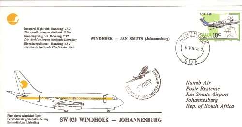AVIATION NAMIBIA NAMIB AIR N0 37 WINDHOEK TO CAPE TOWN  UNSIGNED MISSING PRINTING