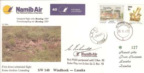 AVIATION NAMIBIA NAMIB AIR N0 40  WINDHOEK TO LUSAKA
