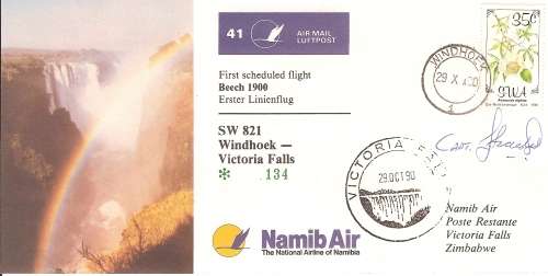 AVIATION NAMIBIA NAMIB AIR N0 41  WINDHOEK TO VICTORIA FALLS SIGNED