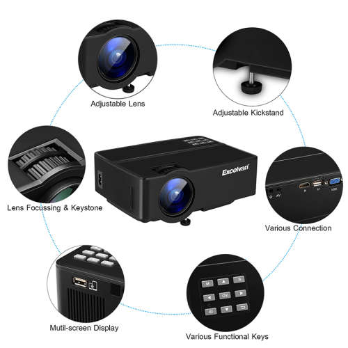 Excelvan  1800Lumen LCD Projector Home Cinema 1080P